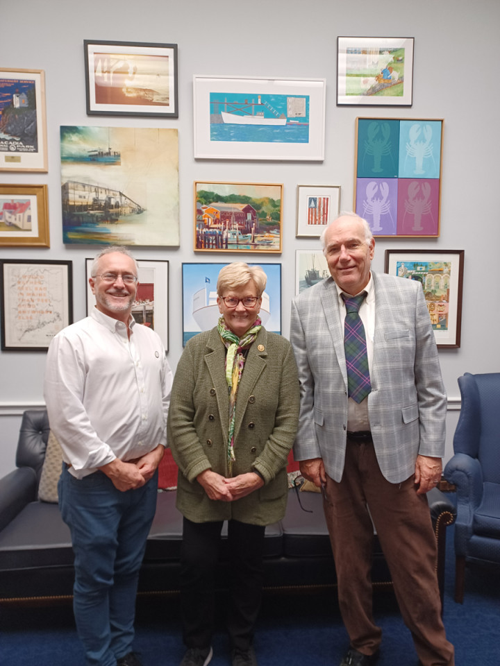 Dr. Michael Eng (left), U.S. Representative Chellie Pingree (middle), and Dr. James Berry (right)